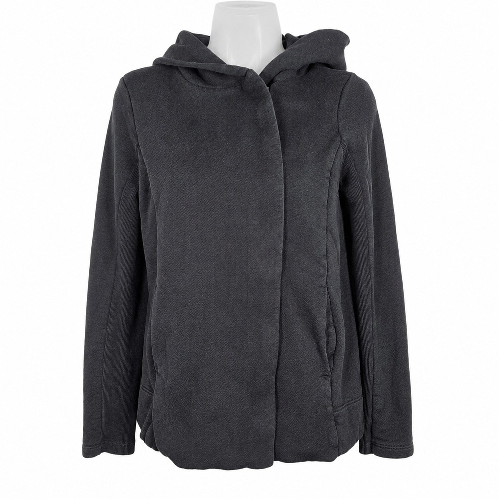 James Perse‎ Hoodie Jacket Womens 1 S Black Asymmetric Zip Sweatshirt Minimalist